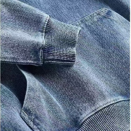 针织牛仔面料跨境专供针织瑜伽牛仔外套布料布匹箱包服饰面料定制